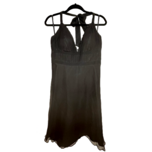 White House Black Market Black Halter Tie Dress, Size 14, 100% Silk